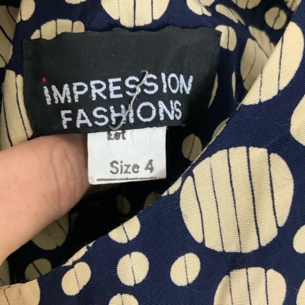 Vintage 90s‎ Navy Blue Polka Dot Sheath Dress Size 4 Sleeveless Minimalist - Picture 3 of 5